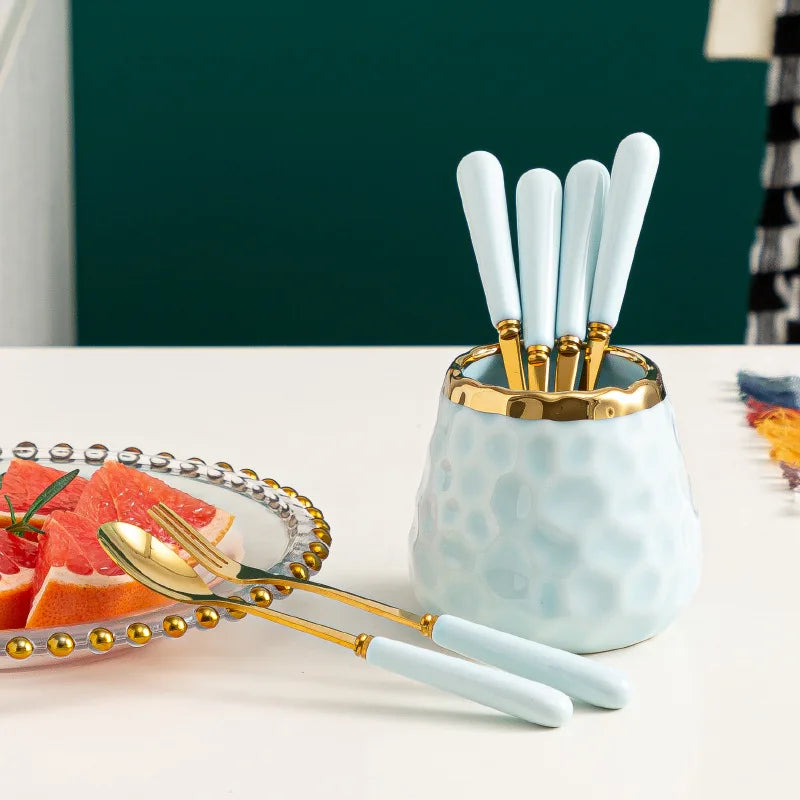 Tableware Marbled Ceramic Cutlery Set