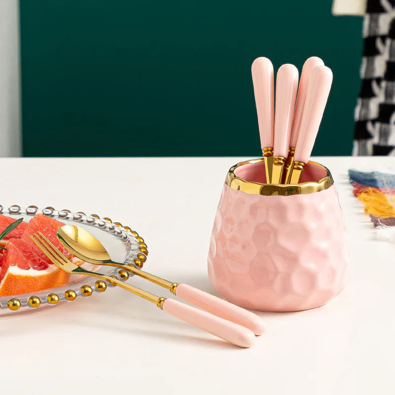 Tableware Marbled Ceramic Cutlery Set