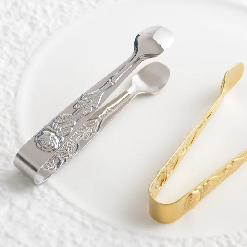 Rose Pattern Handle Food Tong