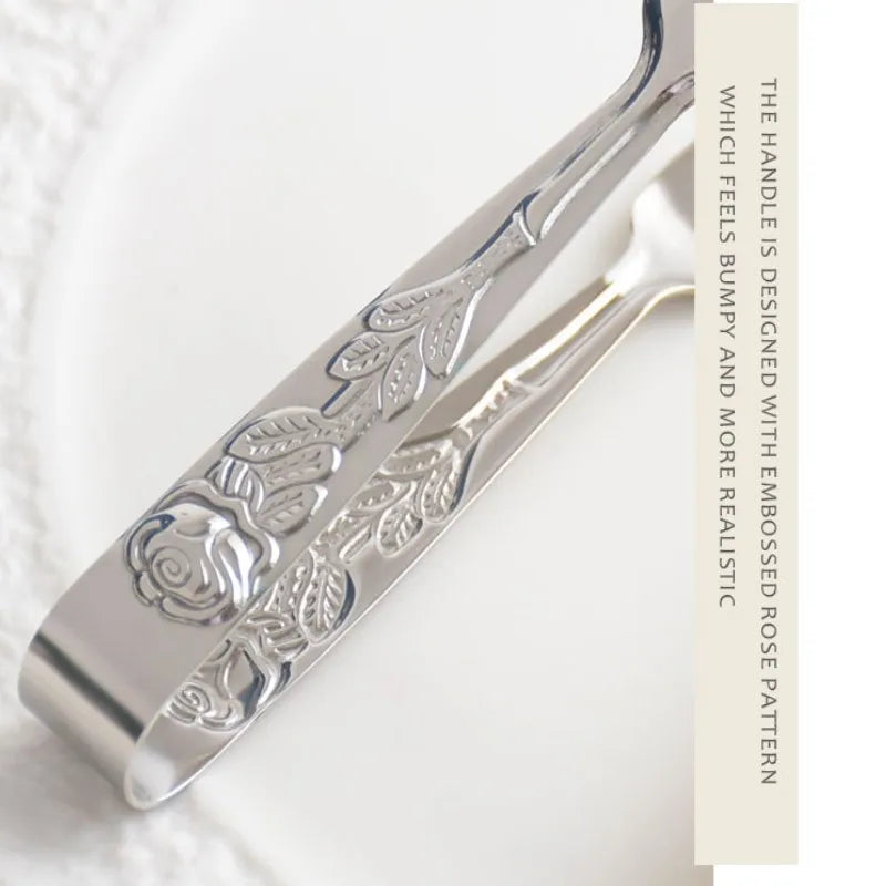 Rose Pattern Handle Food Tong
