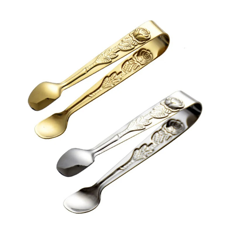Rose Pattern Handle Food Tong