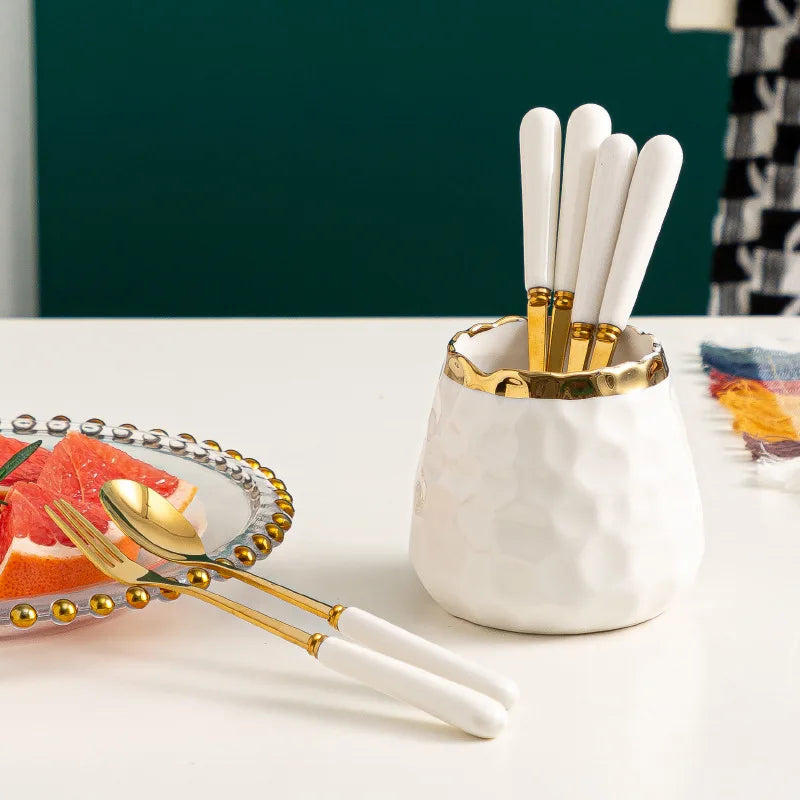 Tableware Marbled Ceramic Cutlery Set