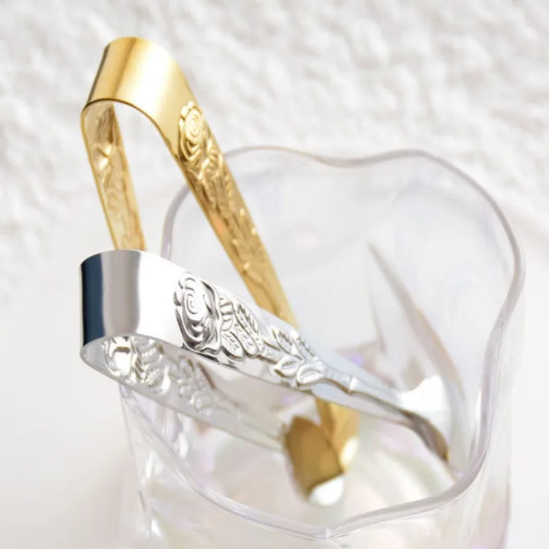 Rose Pattern Handle Food Tong
