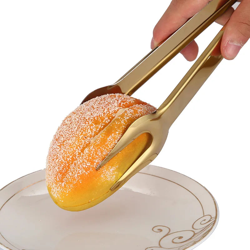 7-Style Gold Stainless Steel Food BBQ Tongs