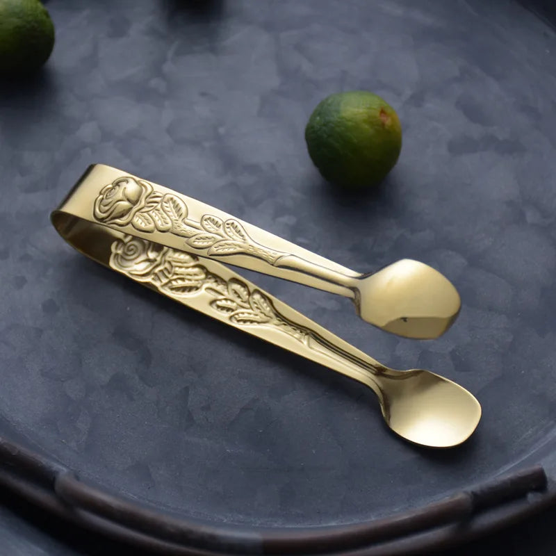 Rose Pattern Handle Food Tong