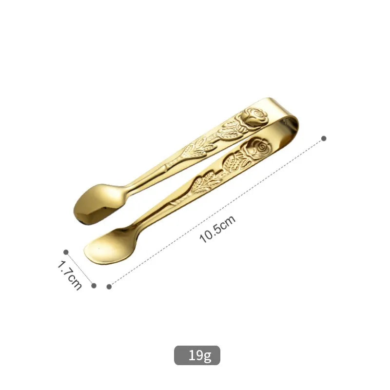 Rose Pattern Handle Food Tong