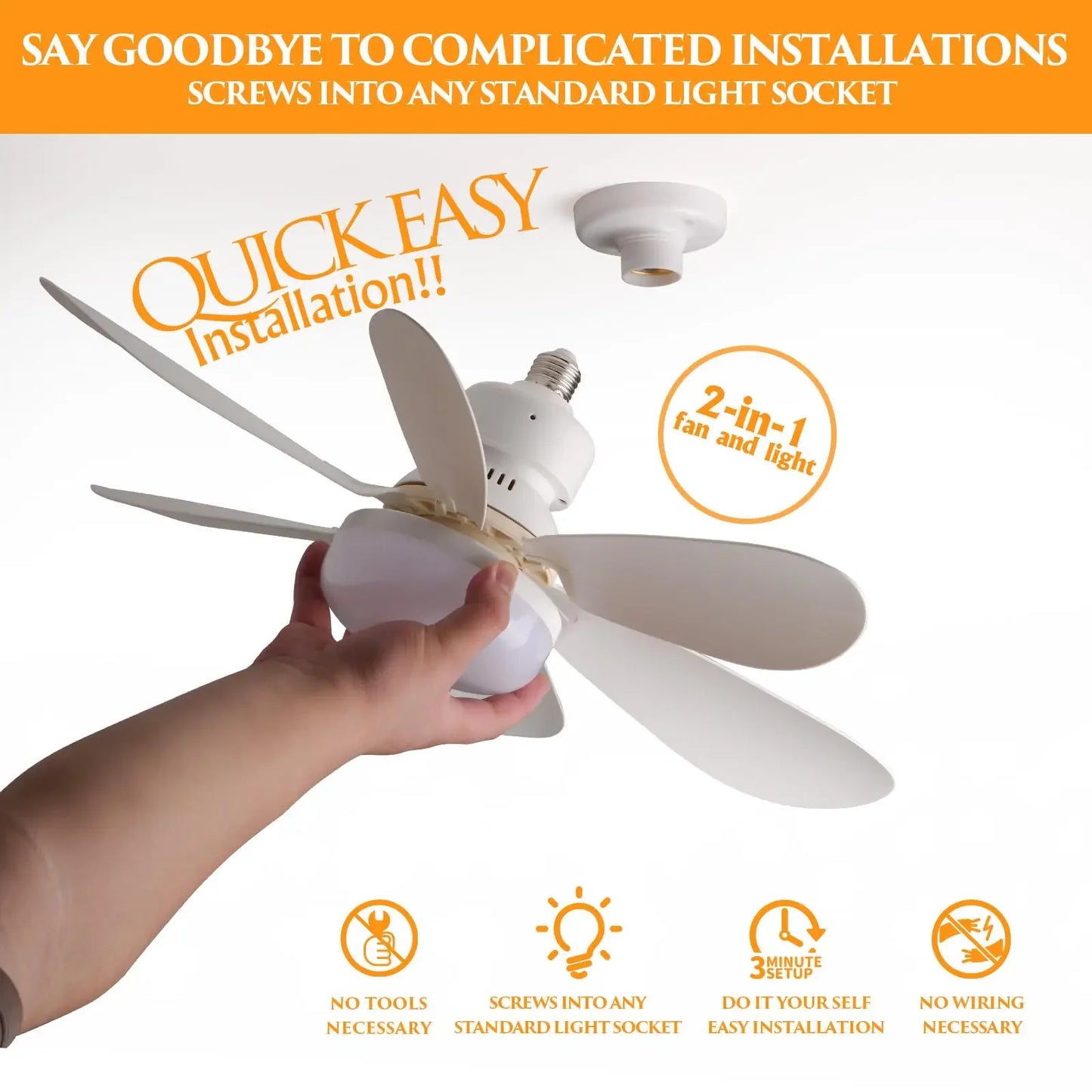 LED 30W Ceiling Fan Light E27 with Remote Control for Dimming 85-265V