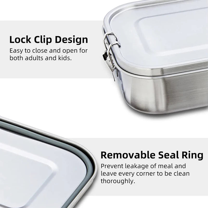 Stainless Steel Square Lunch Box 850ml