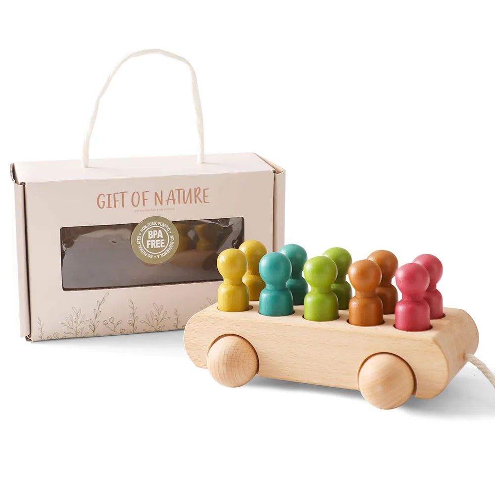 Colorful Montessori Beech Trolley Toy
