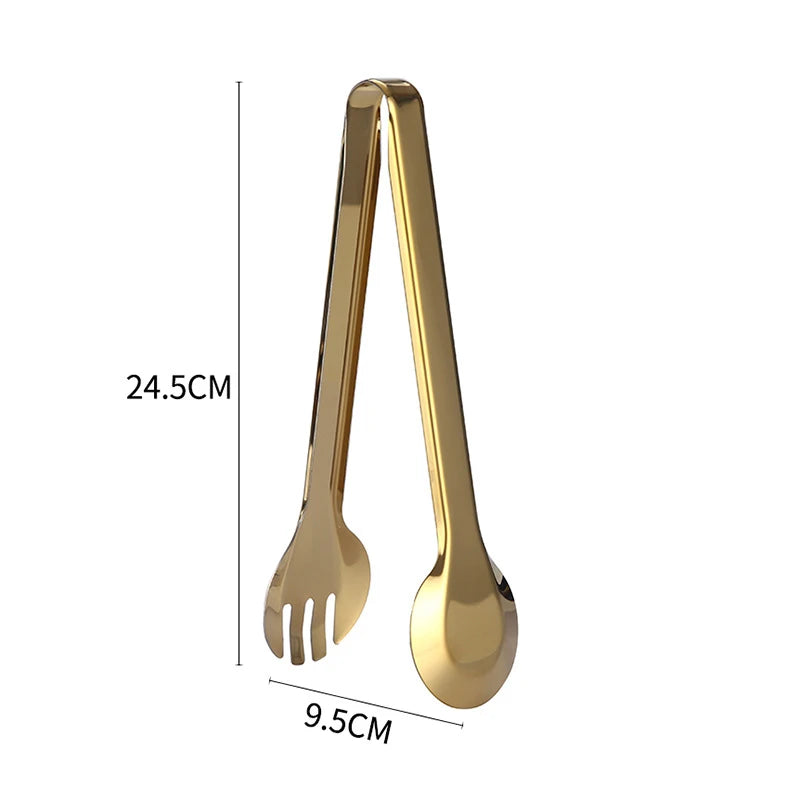 7-Style Gold Stainless Steel Food BBQ Tongs