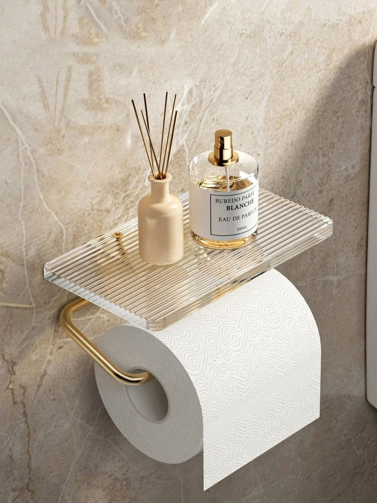 Luxury Gold Toilet Paper Holder with Shelf