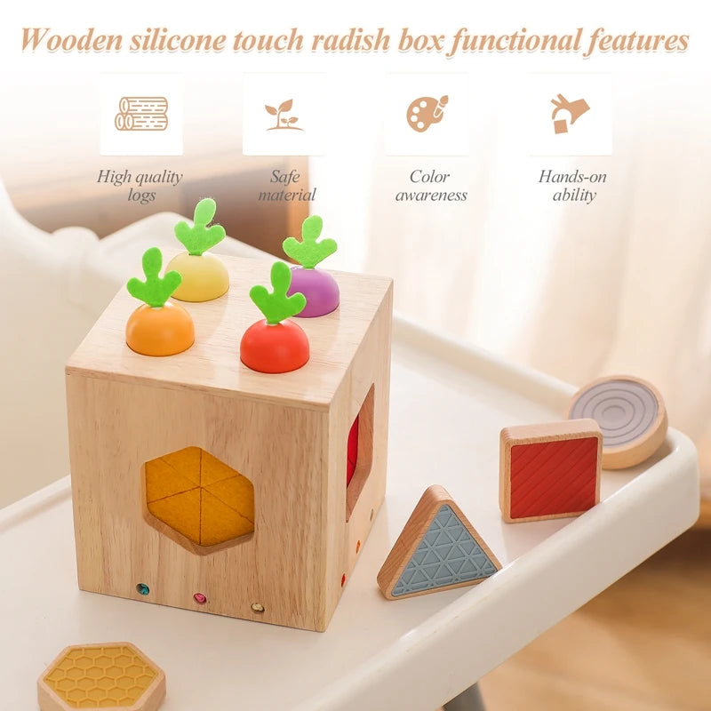Baby Wooden Silicone Radish Theme Toy Box