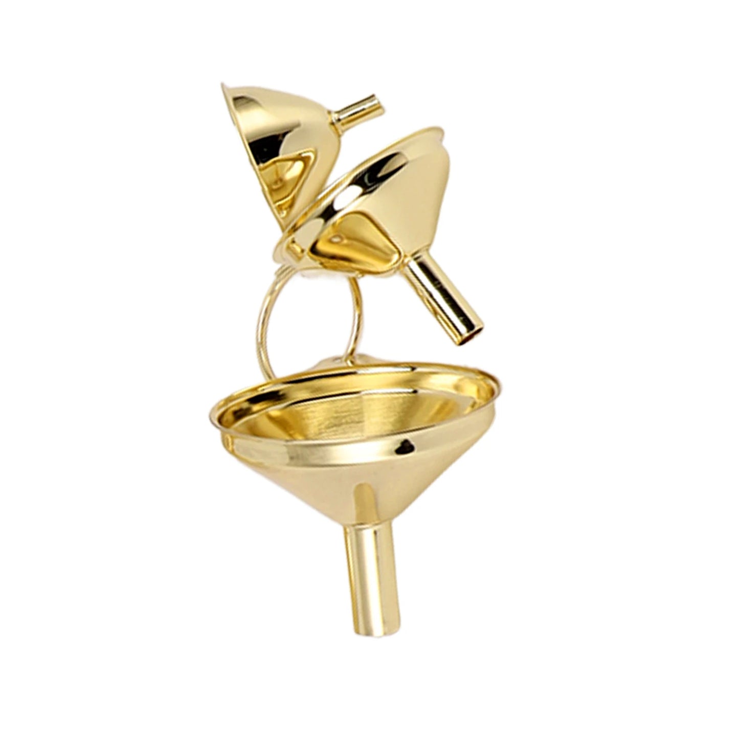 3Pcs/set Gold Stainless Steel Funnel for Filling Small Bottles and Containers