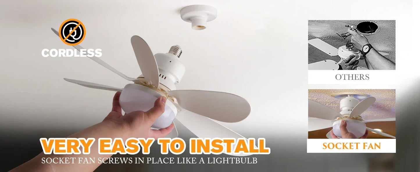 LED 30W Ceiling Fan Light E27 with Remote Control for Dimming 85-265V