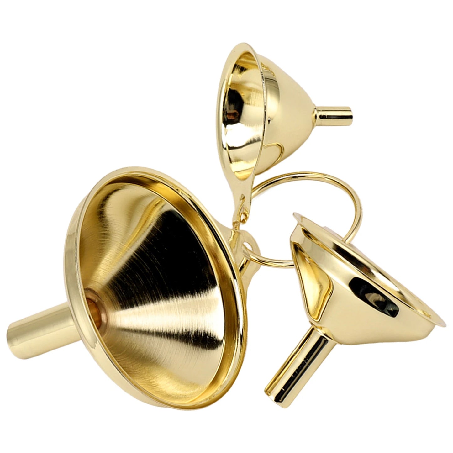 3Pcs/set Gold Stainless Steel Funnel for Filling Small Bottles and Containers