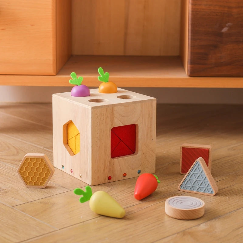 Baby Wooden Silicone Radish Theme Toy Box