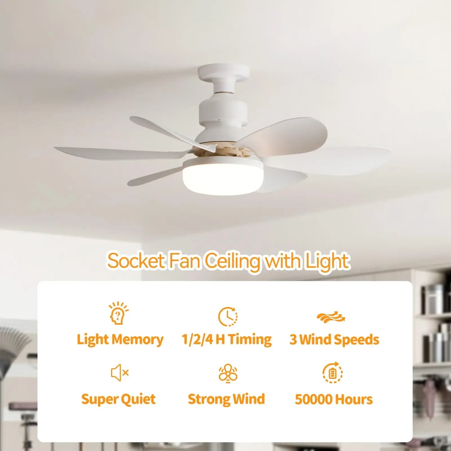LED 30W Ceiling Fan Light E27 with Remote Control for Dimming 85-265V