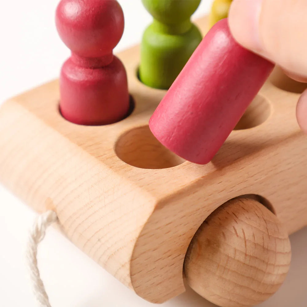 Colorful Montessori Beech Trolley Toy