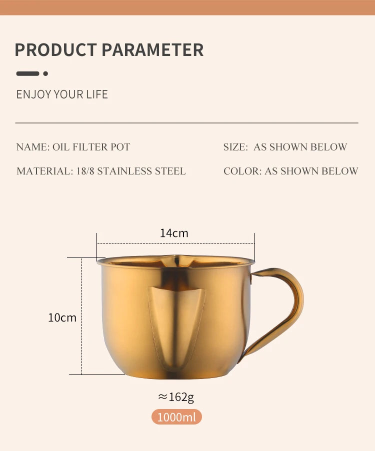 1000ML Soup Filter Stainless Steel Bowl