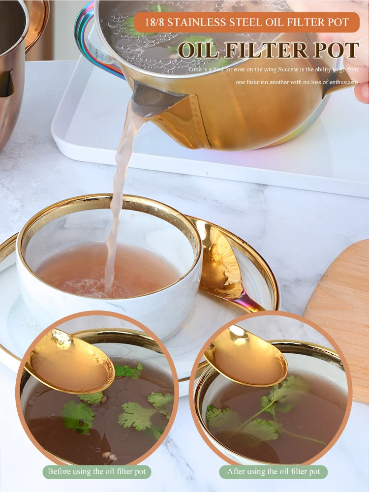 1000ML Soup Filter Stainless Steel Bowl