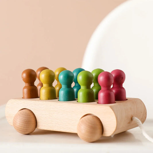 Colorful Montessori Beech Trolley Toy