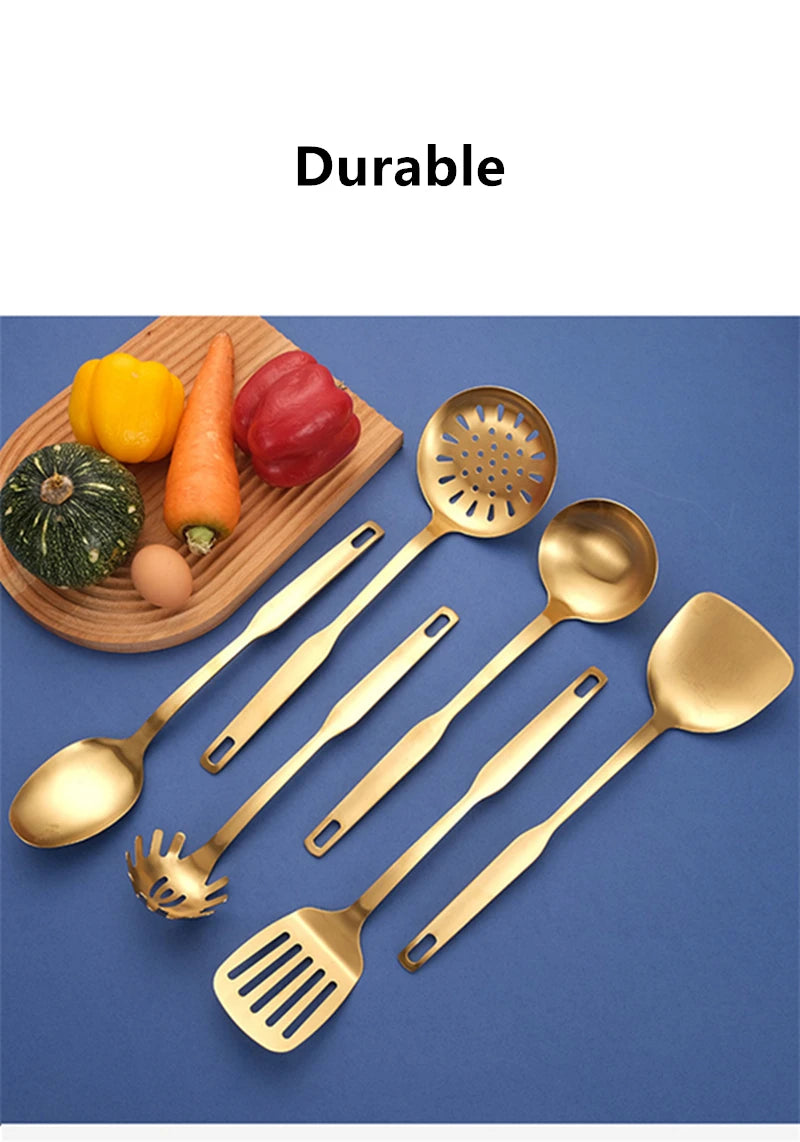 Golden Hanging Cooking Utensils
