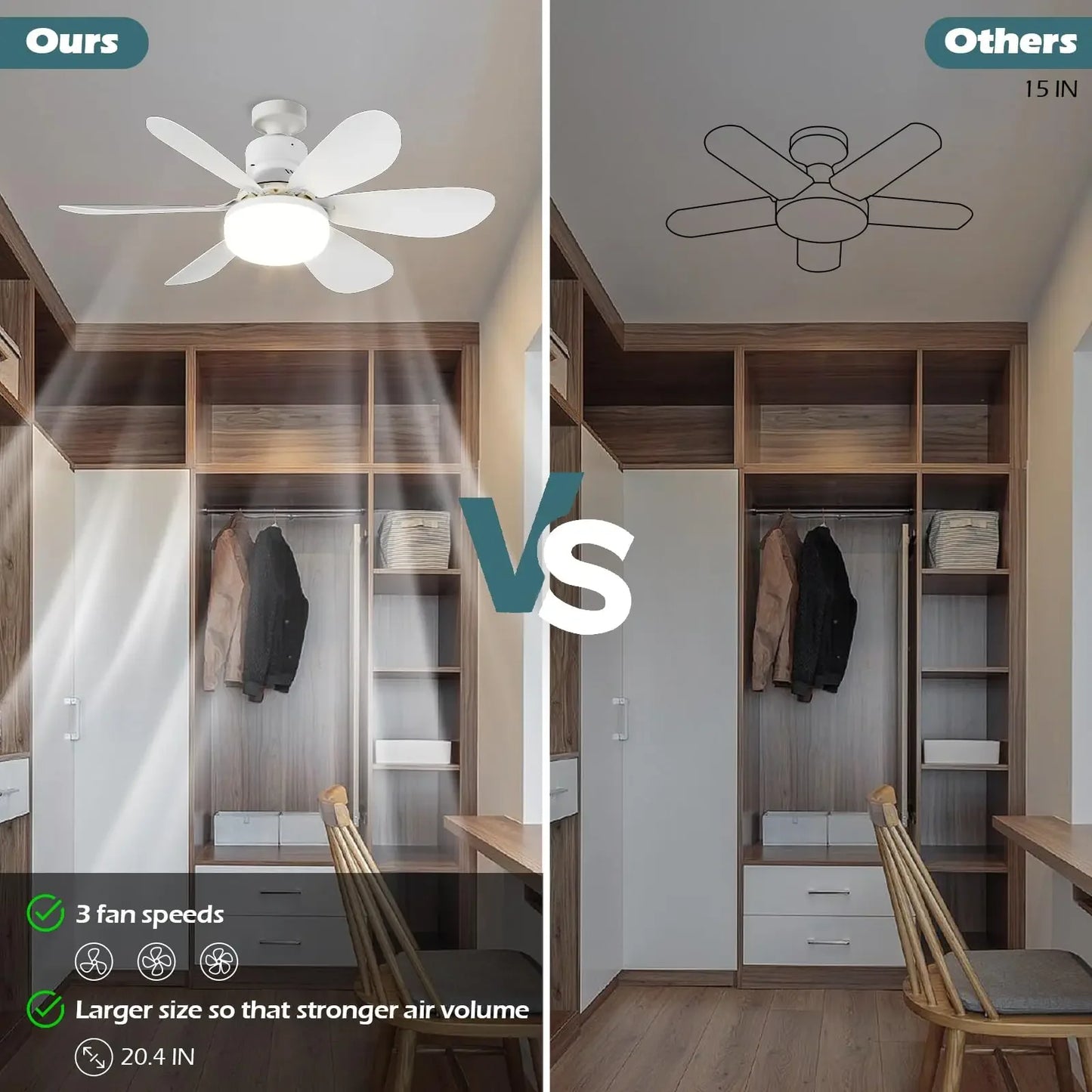 LED 30W Ceiling Fan Light E27 with Remote Control for Dimming 85-265V