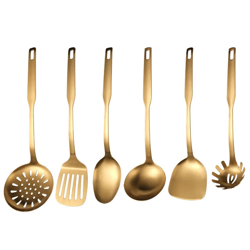 Golden Hanging Cooking Utensils