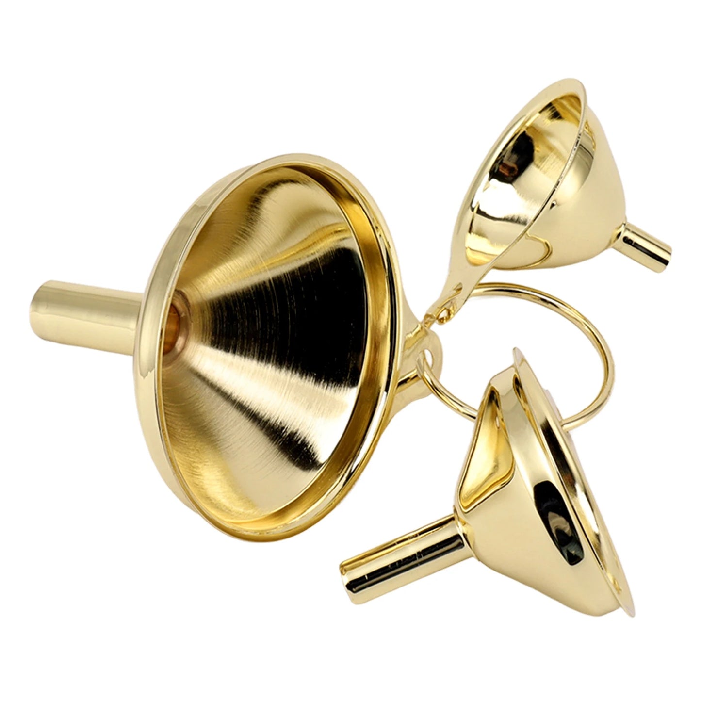 3Pcs/set Gold Stainless Steel Funnel for Filling Small Bottles and Containers