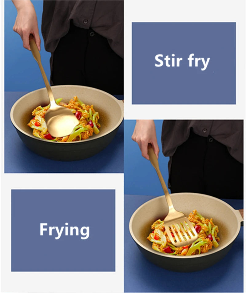 Golden Hanging Cooking Utensils