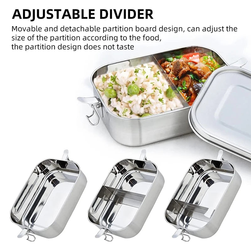 Stainless Steel Square Lunch Box 850ml