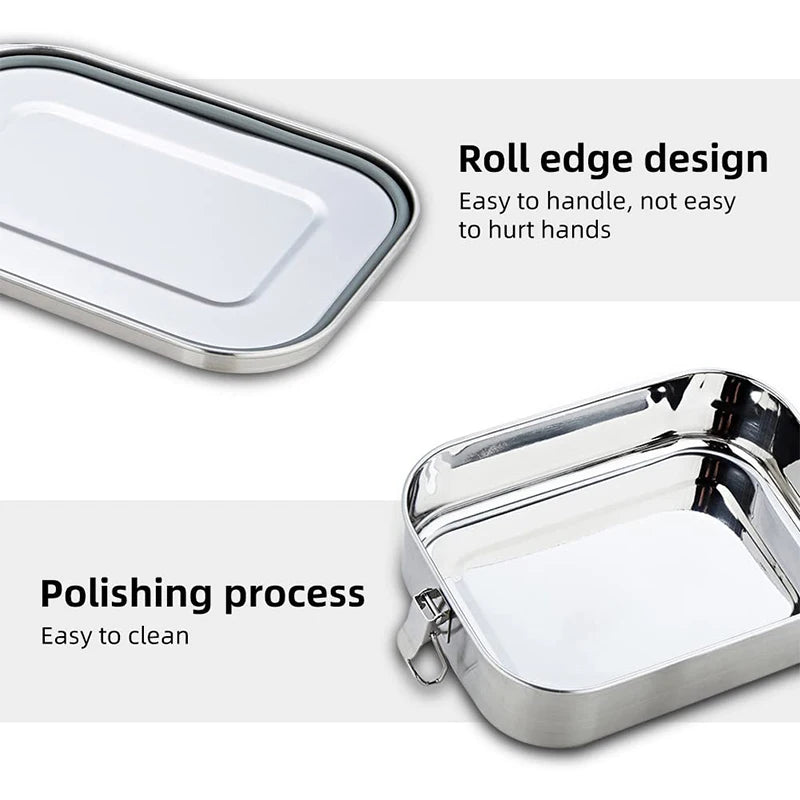 Stainless Steel Square Lunch Box 850ml
