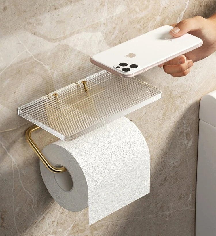 Luxury Gold Toilet Paper Holder with Shelf