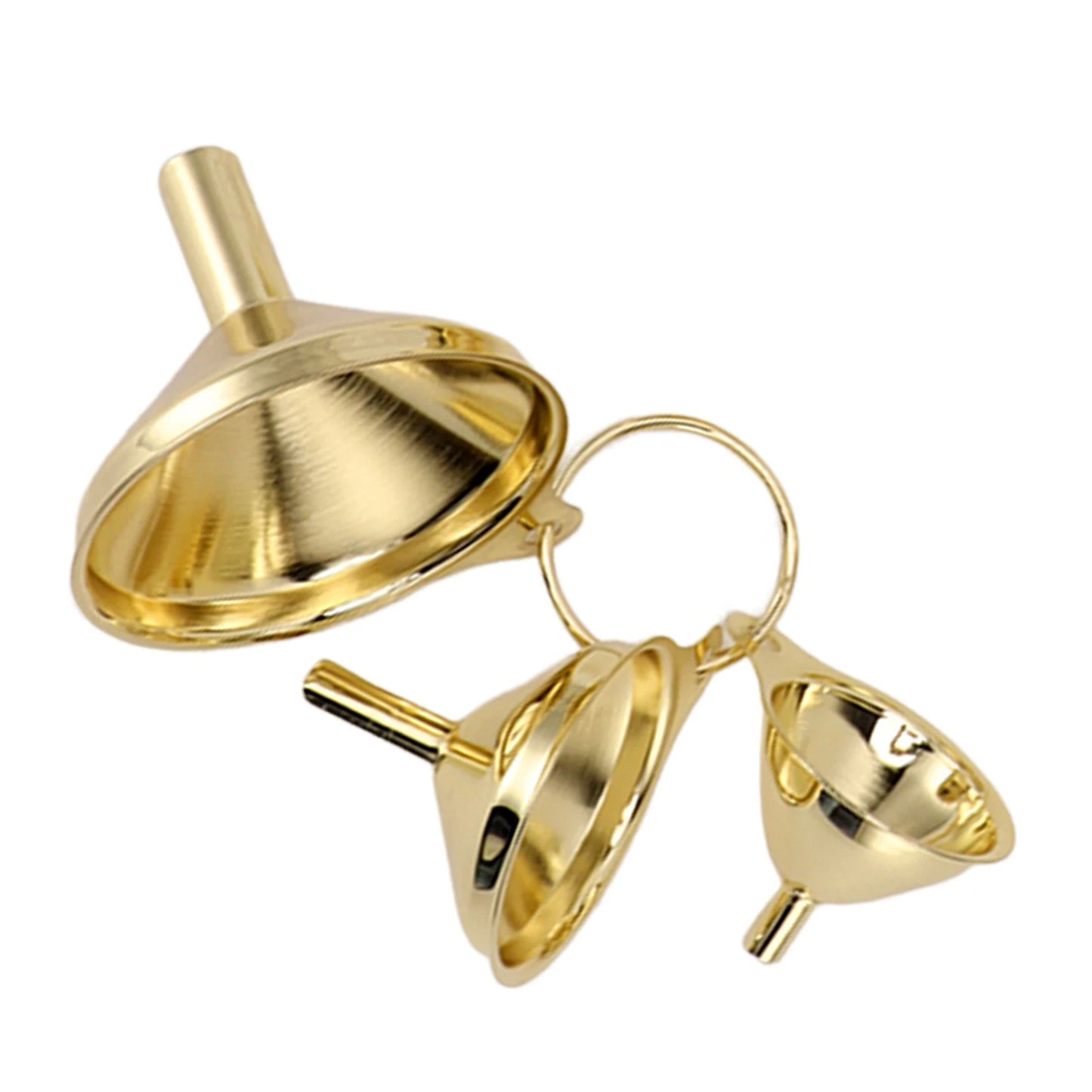 3Pcs/set Gold Stainless Steel Funnel for Filling Small Bottles and Containers