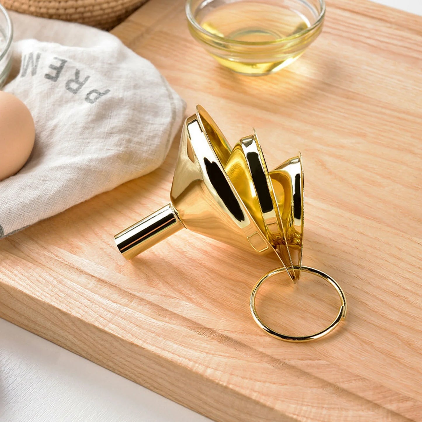 3Pcs/set Gold Stainless Steel Funnel for Filling Small Bottles and Containers