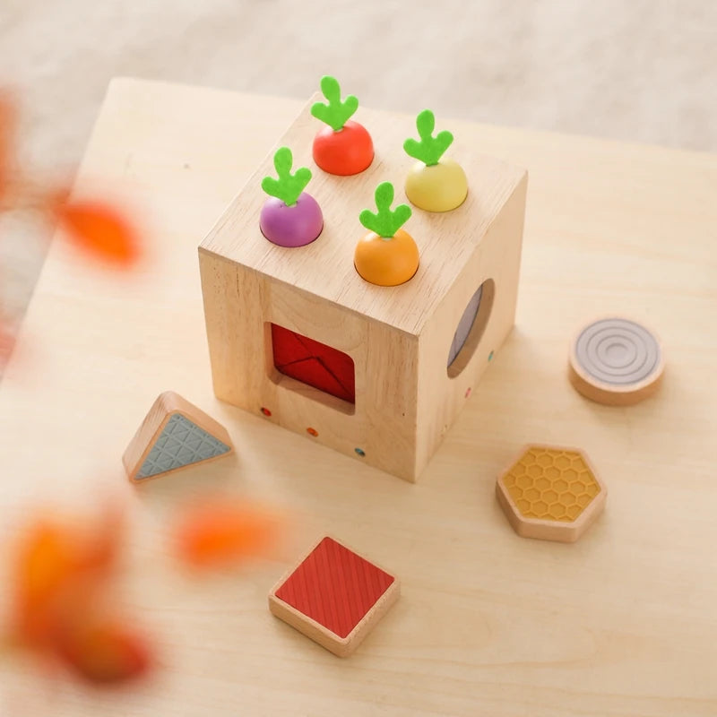 Baby Wooden Silicone Radish Theme Toy Box