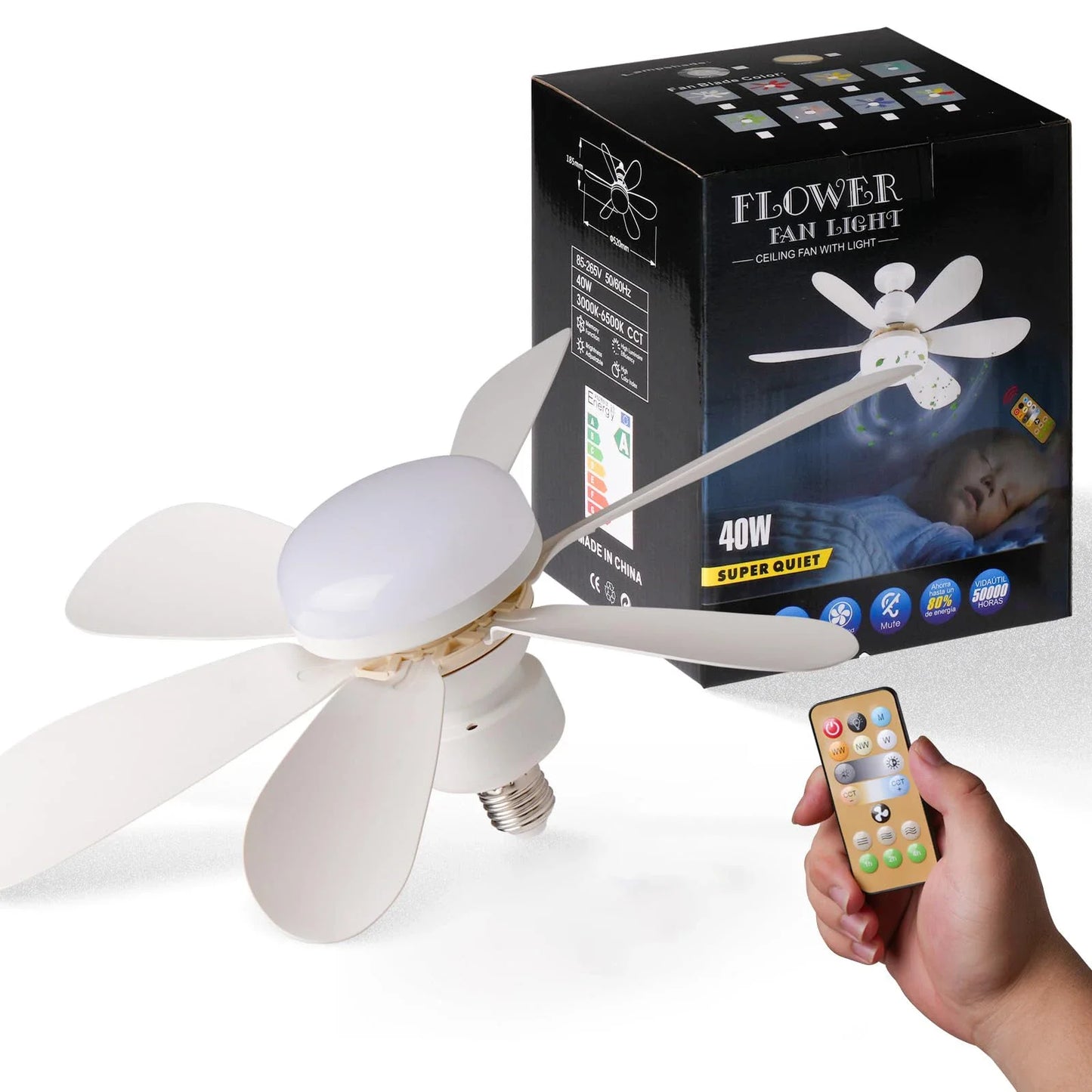 LED 30W Ceiling Fan Light E27 with Remote Control for Dimming 85-265V