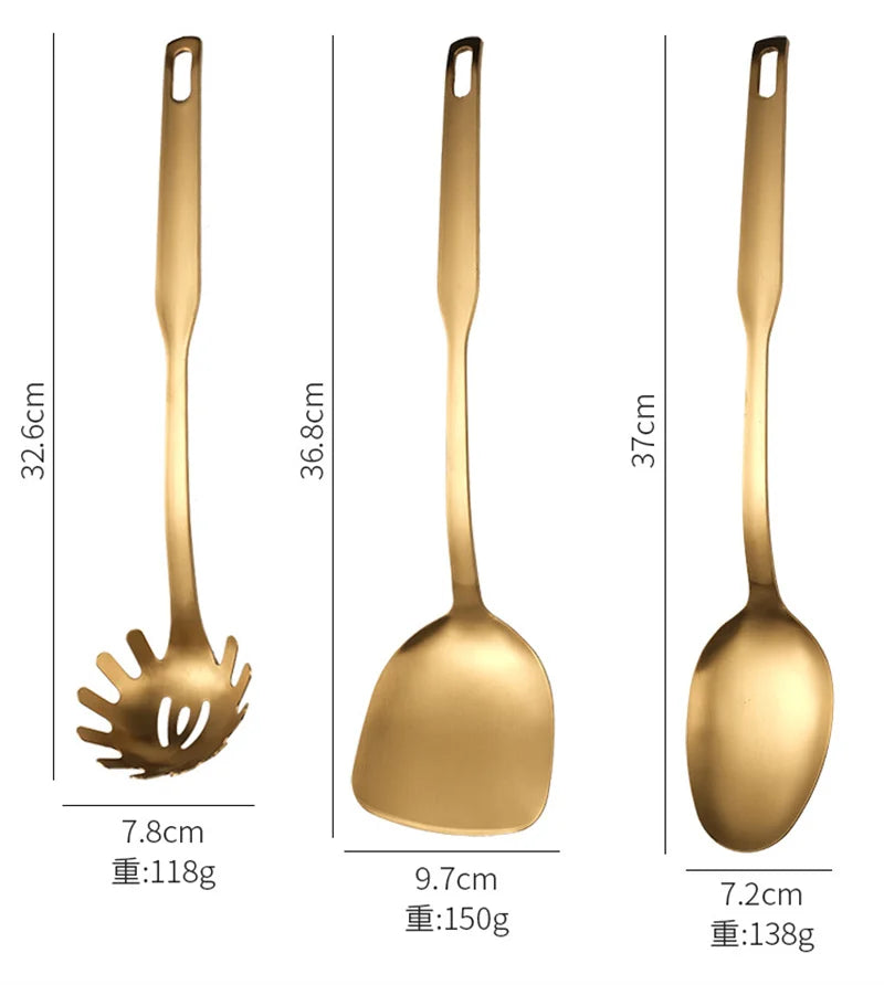 Golden Hanging Cooking Utensils