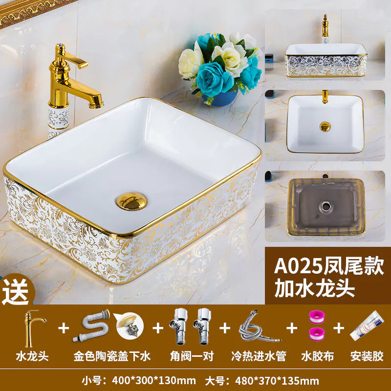 European Golden Accent Ceramic Sink
