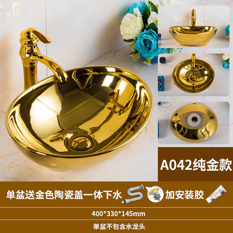 European Golden Accent Ceramic Sink