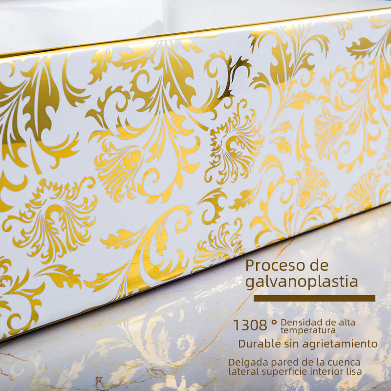 European Golden Accent Ceramic Sink