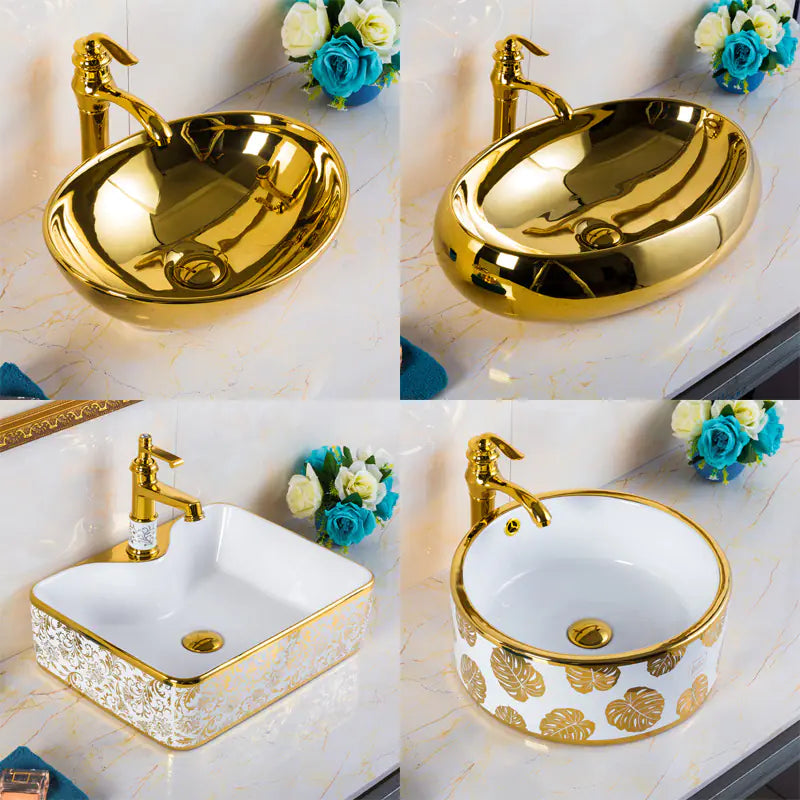 European Golden Accent Ceramic Sink