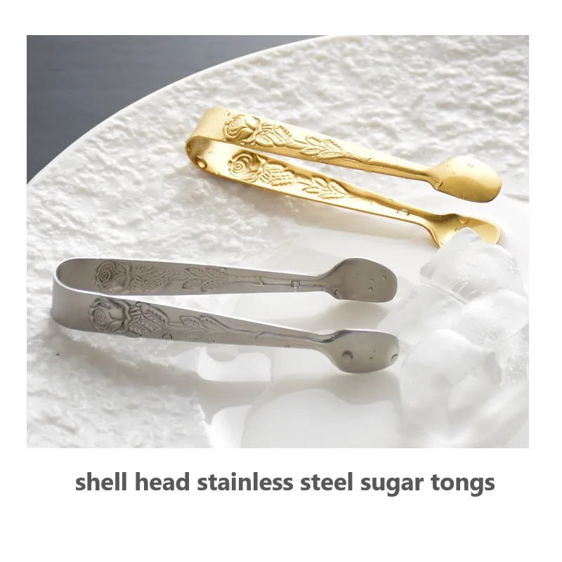 Rose Pattern Handle Food Tong