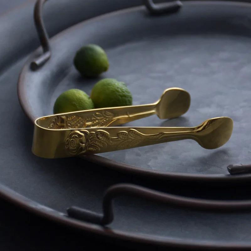 Rose Pattern Handle Food Tong