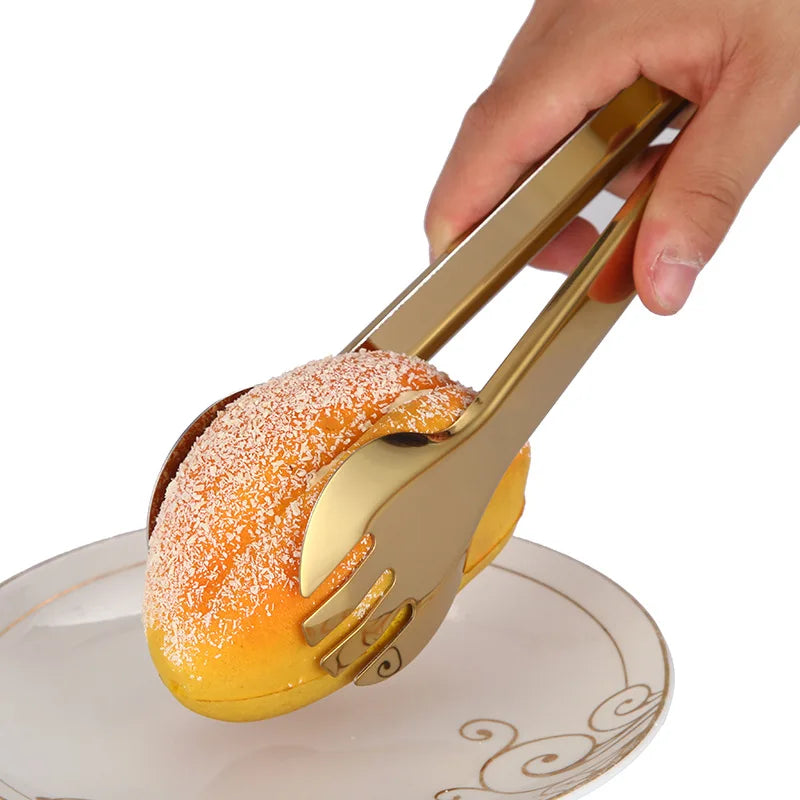 7-Style Gold Stainless Steel Food BBQ Tongs