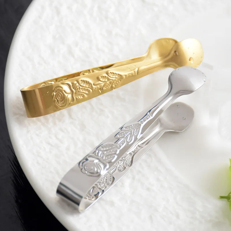 Rose Pattern Handle Food Tong