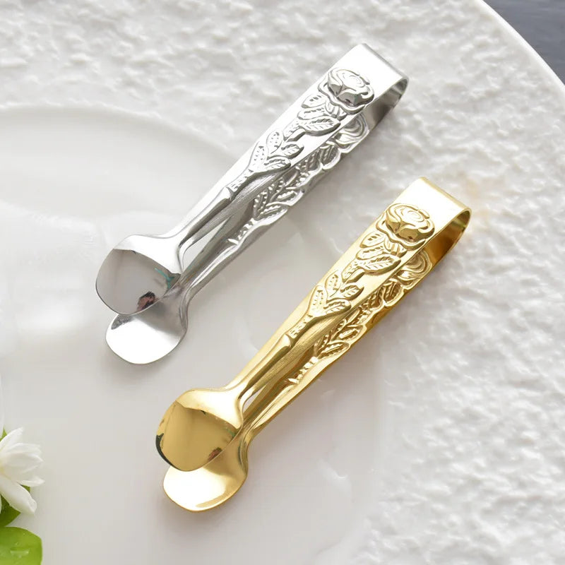 Rose Pattern Handle Food Tong