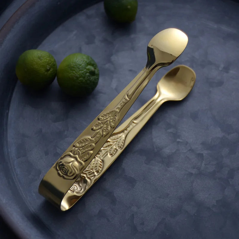 Rose Pattern Handle Food Tong