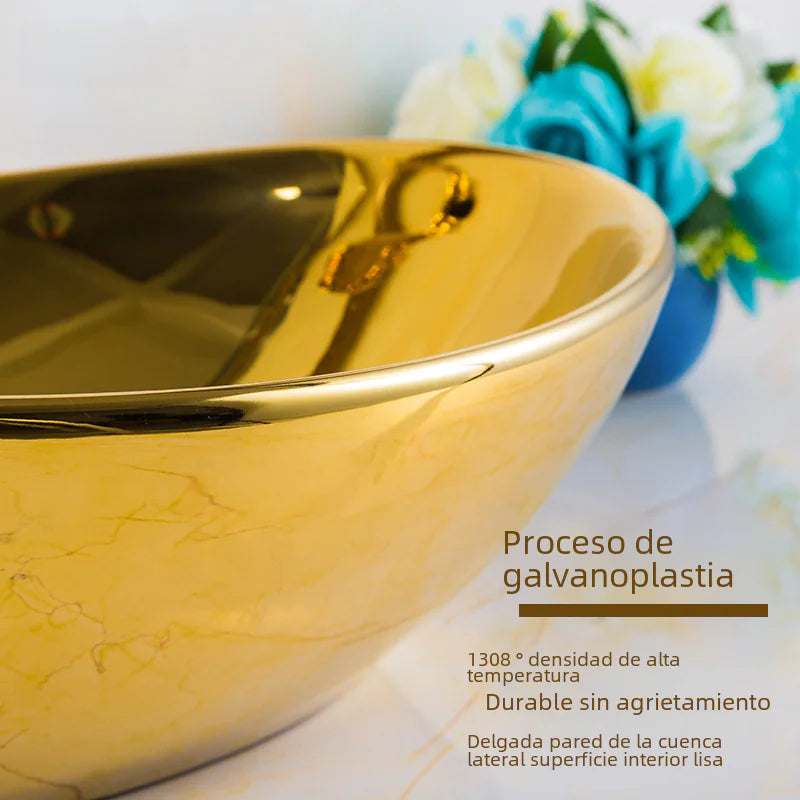 European Golden Accent Ceramic Sink