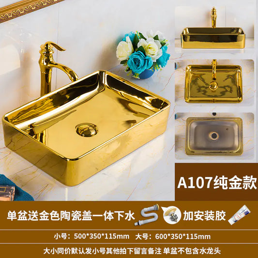 European Golden Accent Ceramic Sink
